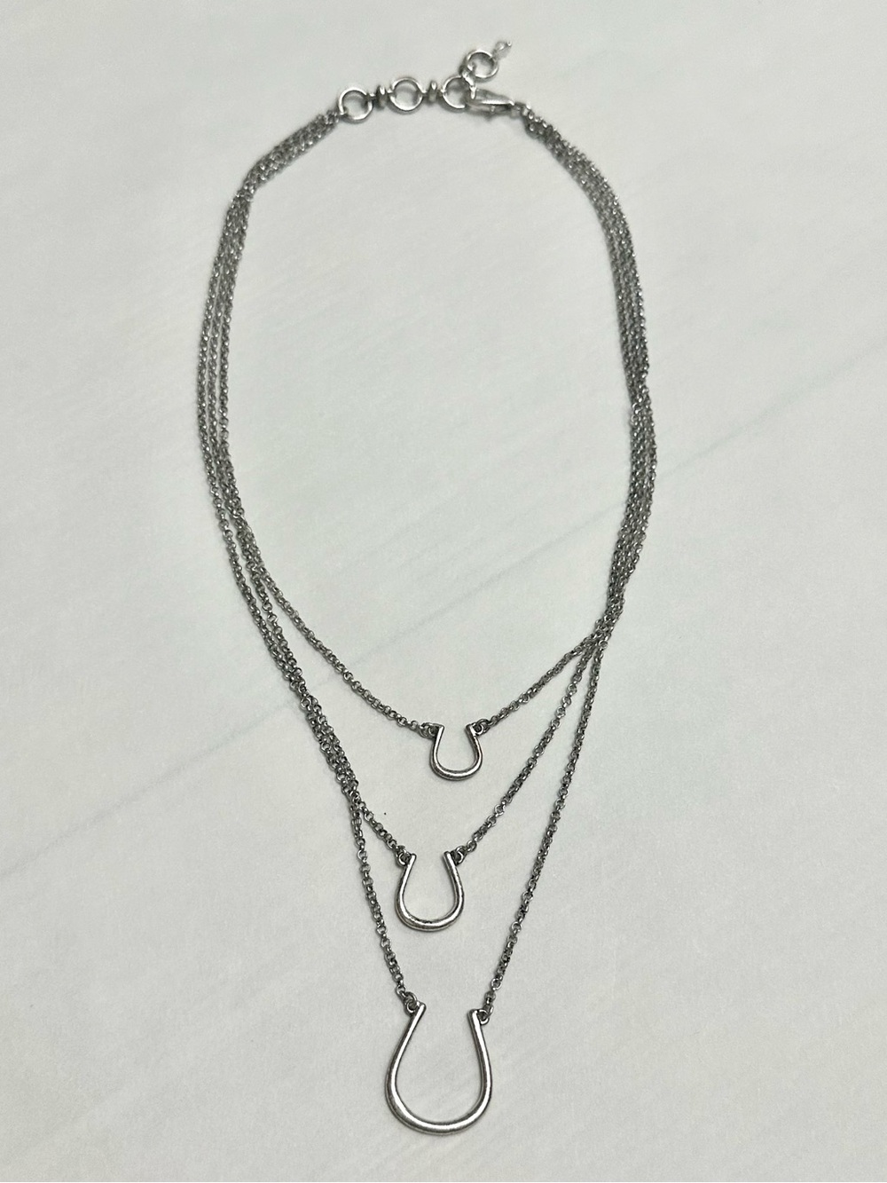 Silver Layered Triple Horseshoe Necklace